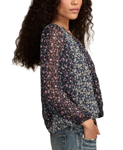 Lucky Brand Mixed Print Swing Top In Blue