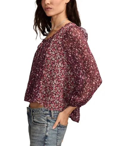 Lucky Brand Women's Print Mix Swing Top In Brown