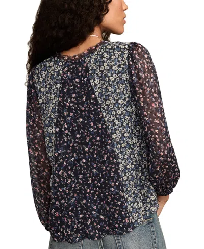 Lucky Brand Mixed Print Swing Top In Blue