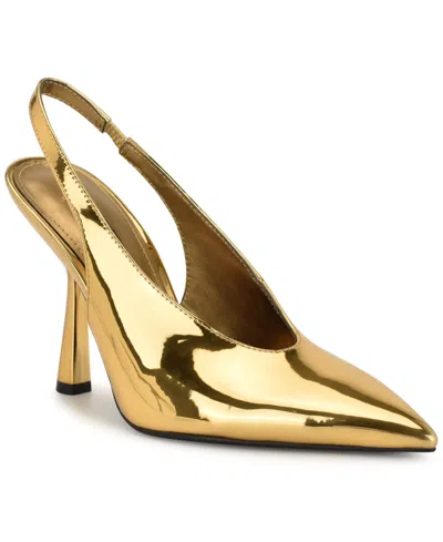 Nine West Kates Slingback Pointed Toe Pump In Gold