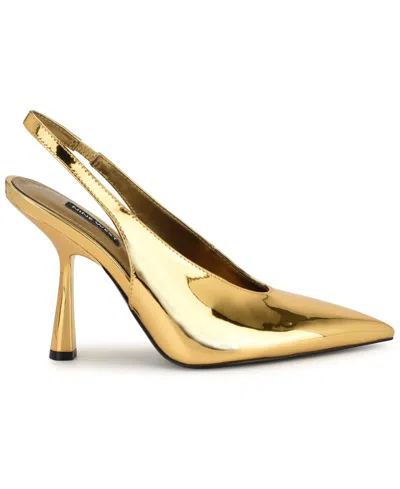 Nine West Kates Slingback Pointed Toe Pump In Gold