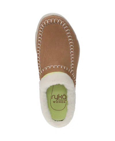 Ryka Rykä Arrow Faux Fur Trim Mule In Brown