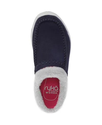 Ryka Rykä Arrow Faux Fur Trim Mule In Blue
