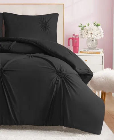 Juicy Couture Amora Gathered Heart 3-pc. Comforter Set, Full/queen In Black