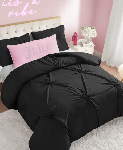 Juicy Couture Amora Gathered Heart 3-pc. Comforter Set, Full/queen In Black