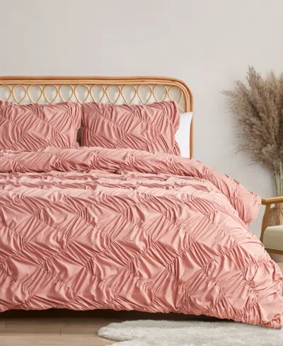 Jessica Simpson Emmy Textured Ruched 3-pc. Comforter Set, King In Pink