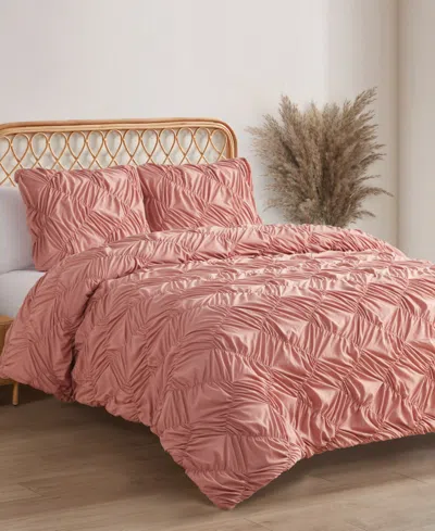 Jessica Simpson Emmy Textured Ruched 3-pc. Comforter Set, King In Pink