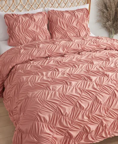Jessica Simpson Emmy Textured Ruched 3-pc. Comforter Set, King In Pink
