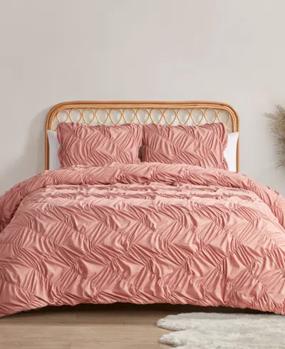 Jessica Simpson Emmy Textured Ruched 3-pc. Comforter Set, King In Pink