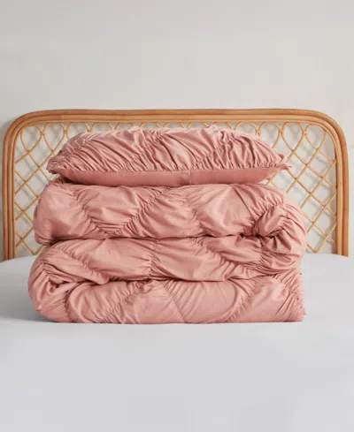 Jessica Simpson Emmy Textured Ruched 3-pc. Comforter Set, King In Pink