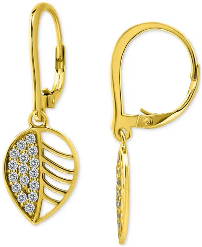 Giani Bernini Cubic Zirconia Leaf Drop Earrings In 18k Gold-plated Sterling Silver, Macy's Exclusive In Gold