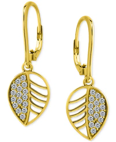 Giani Bernini Cubic Zirconia Leaf Drop Earrings In 18k Gold-plated Sterling Silver, Macy's Exclusive In Gold