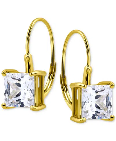 Giani Bernini Cubic Zirconia Square Leverback Drop Earrings In 18k Gold-plated Sterling Silver, Macy's Exclusive In Gold