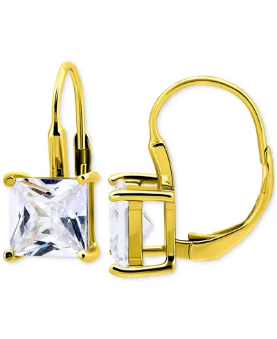 Giani Bernini Cubic Zirconia Square Leverback Drop Earrings In 18k Gold-plated Sterling Silver, Macy's Exclusive In Gold