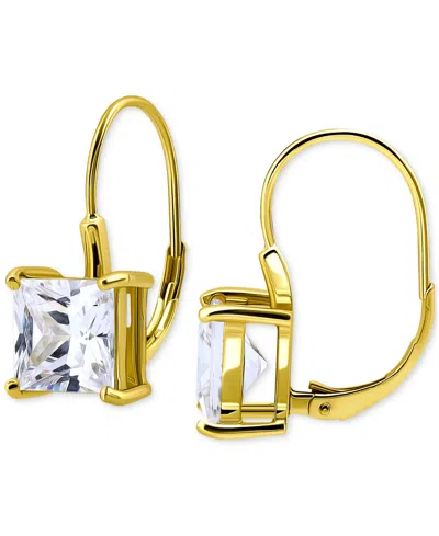 Giani Bernini Cubic Zirconia Square Leverback Drop Earrings In 18k Gold-plated Sterling Silver, Macy's Exclusive In Gold