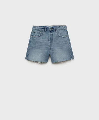 Mango Women's Frayed Hem Denim Shorts In Blue