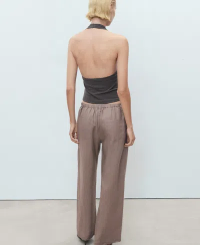 Mango Cotton Mix Studded Halter Top In Gold