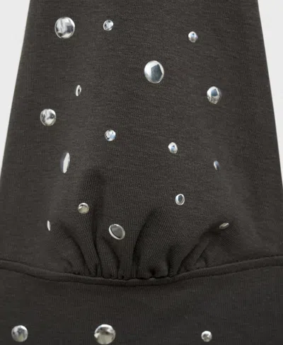 Mango Cotton Mix Studded Halter Top In Gold