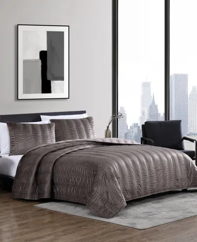 Vera Wang Closeout!  Linear Stitch Velvet 3-pc. Quilt Set, King In Multi