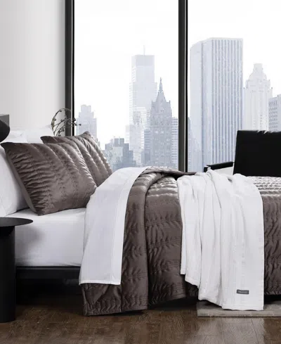 Vera Wang Closeout!  Linear Stitch Velvet 3-pc. Quilt Set, King In Multi