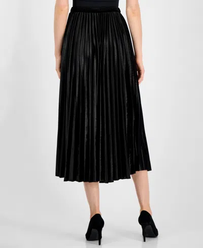 Anne Klein Pull-on Pleated Skirt In Black