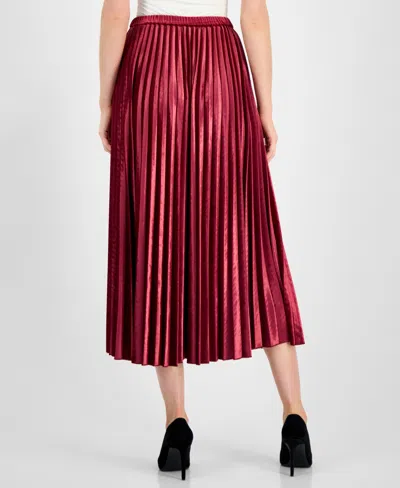 Anne Klein Pull-on Pleated Skirt In Red