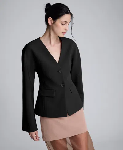 Kenneth Cole Luxe Twill Rounded Shoulder Jacket In Black