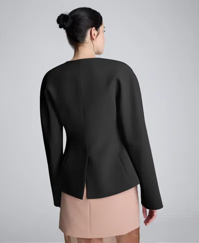 Kenneth Cole Luxe Twill Rounded Shoulder Jacket In Black