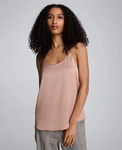 Kenneth Cole Scoop Neck Satin Camisole In Pink