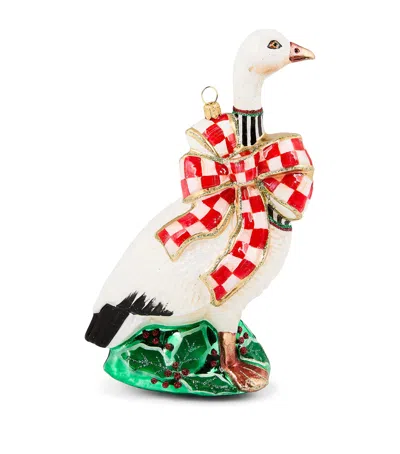 Mackenzie-childs Mackenzie Childs Check It Out Goose Glass Ornament In Multi