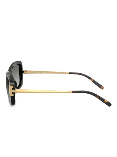 Tory Burch Embellished-temples Geometric Sunglasses In Black
