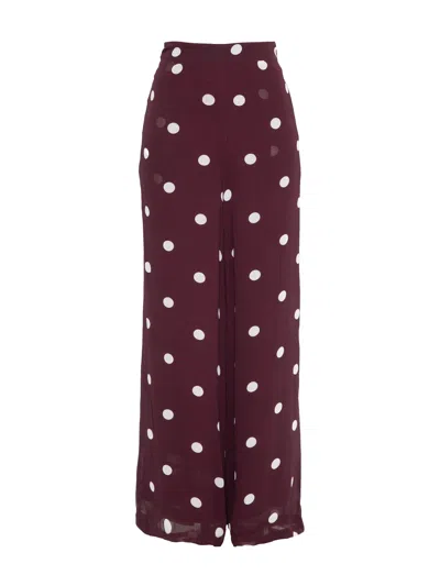 Rose & Nancy Women's Red Saphi Chocolate Wine Spot Wide Leg Trouser In Brown