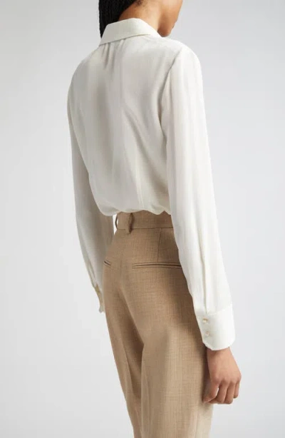 St John St. John Collection Silk Crepe Georgette Button-up Shirt In White