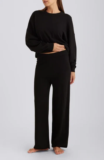 Papinelle Cotton Cashmere Straight Leg Pant In Black
