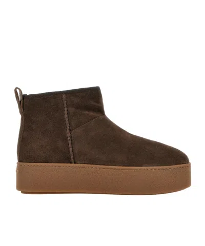 Hogan Ankle Height Platform Boots With Pull Tab In Brown