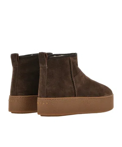 Hogan Ankle Height Platform Boots With Pull Tab In Brown
