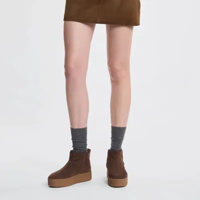 Hogan Ankle Height Platform Boots With Pull Tab In Brown