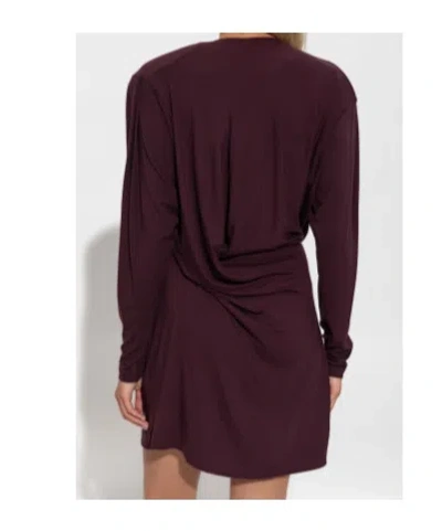 Iro Red Solid V Neck Mini Dress In Burgundy
