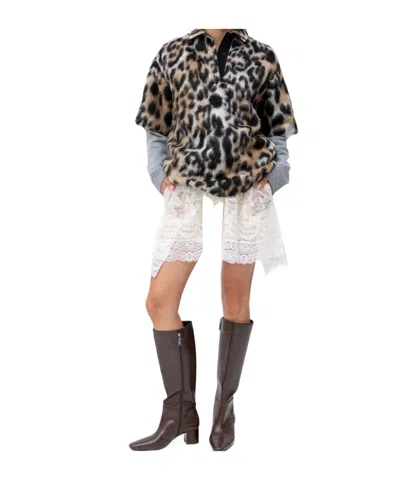 N°21 Leo-print Polo With Classic Collar And Plush Texture In Multi