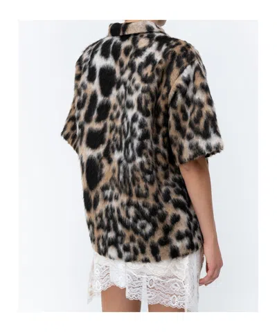 N°21 Leo-print Polo With Classic Collar And Plush Texture In Multi