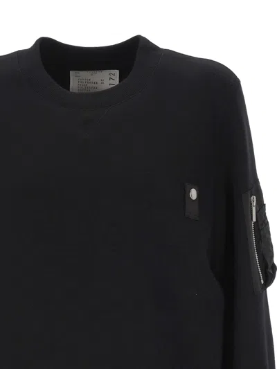 Sacai Long-sleeved Sweatshirt In Black