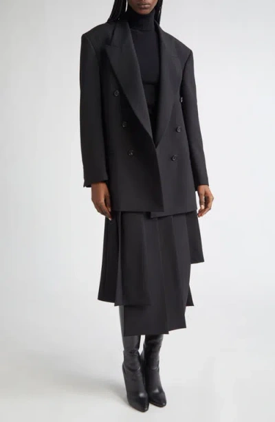 Michael Kors Collection Shawn Double Breasted Virgin Wool Blazer In Black