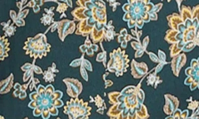 Madewell Floral Seamed Puff Sleeve Midi Dress In Green