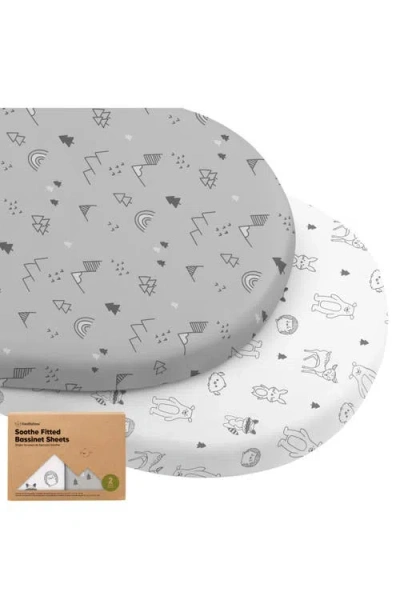 Keababies 2-pack Soothe Fitted Bassinet Sheets In Gray