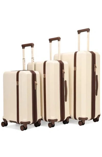 Elle Luxe Journey 3-piece Expandable Retro Spinner Luggage Set In Neutral