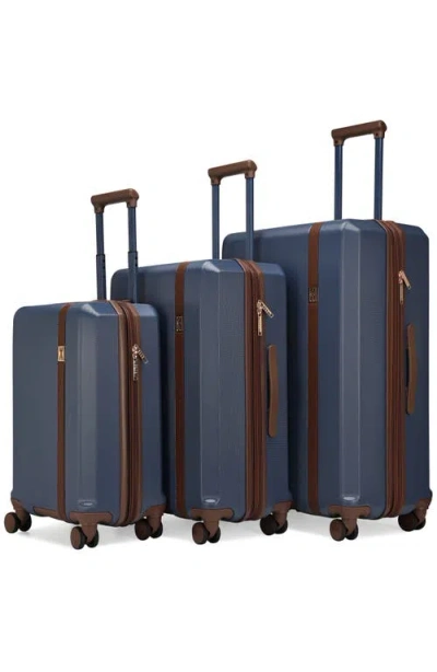 Elle Luxe Journey 3-piece Expandable Retro Spinner Luggage Set In Blue