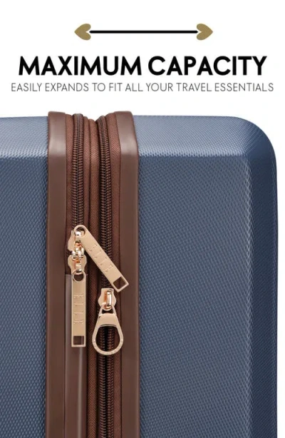 Elle Luxe Journey 3-piece Expandable Retro Spinner Luggage Set In Blue
