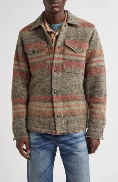 Double Rl Stripe Wool Blend Knit Jacket In Multi