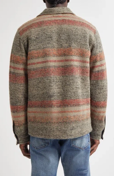 Double Rl Stripe Wool Blend Knit Jacket In Multi