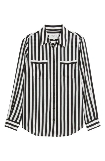 Kasper Women's Striped Button-front Shirt In Black